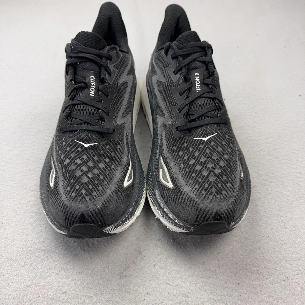 Hoka One One Clifton 9 Wide Shoes Mens Size 12 Black Running Cushioned Sneakers